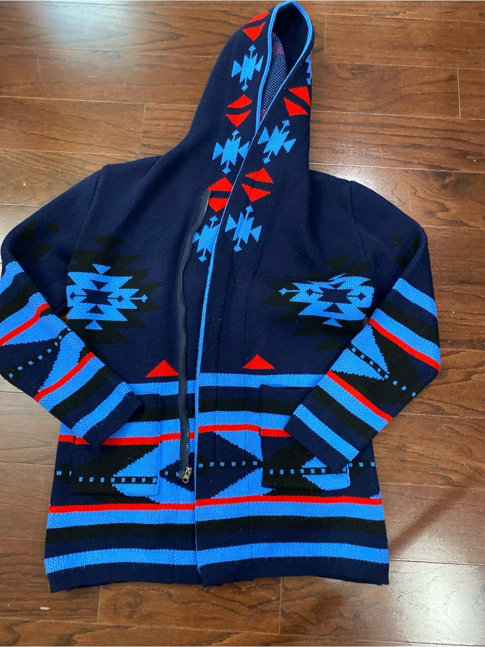 One In A Million Hooded Cardigan Sweater Aztec Western Size 3X - Picture 3 of 7